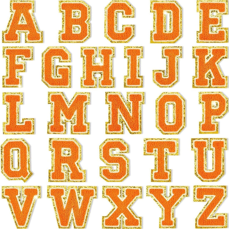 Orange Self Adhesive Chenille Letters Patches Image 1