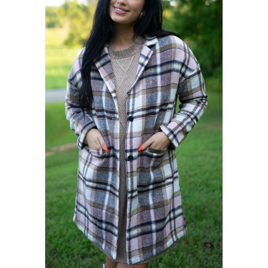 Lilia Plaid Button Up Lapel Jacket Image 1