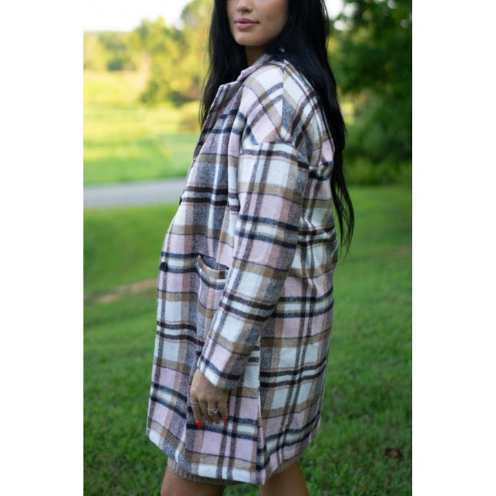 Lilia Plaid Button Up Lapel Jacket Image 3