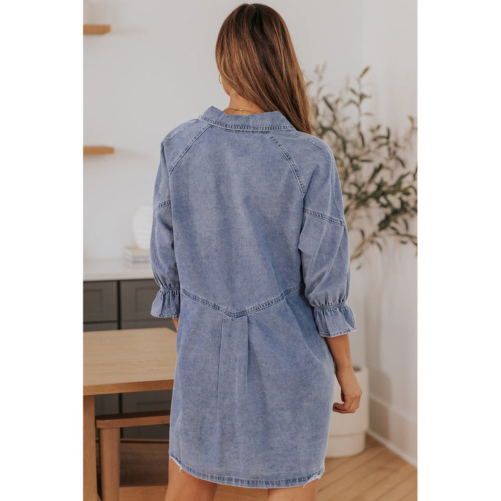 Londyn Buttoned Long Sleeve Denim Mini Dress Image 2