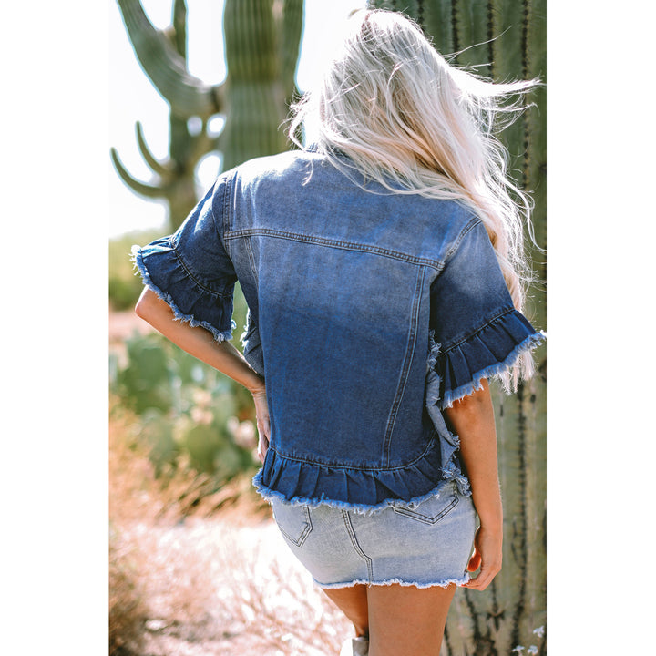 Luisa Ruffled Short Sleeve Denim Jacket Image 2