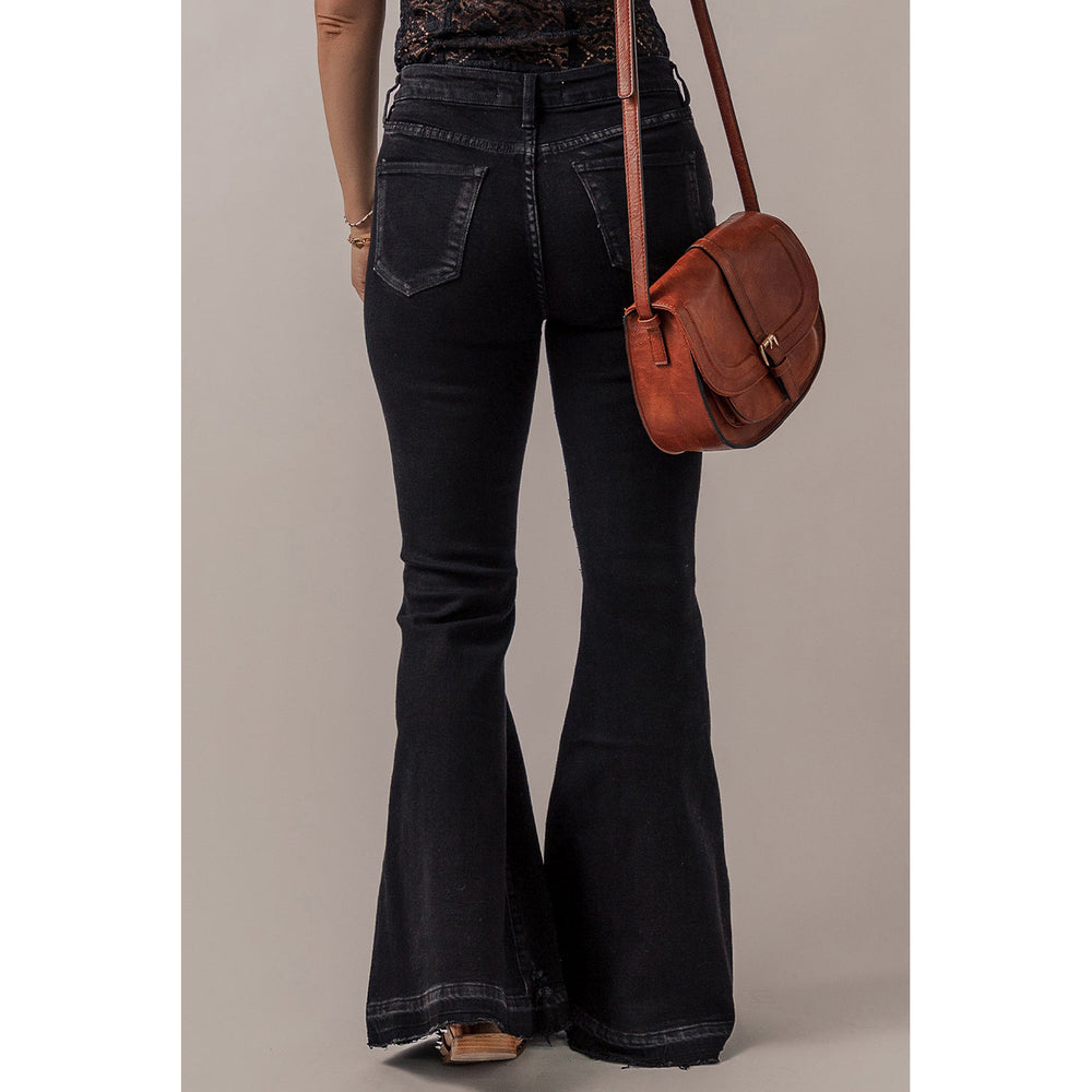 Lydia High Waist Button Front Flare Jeans Image 2