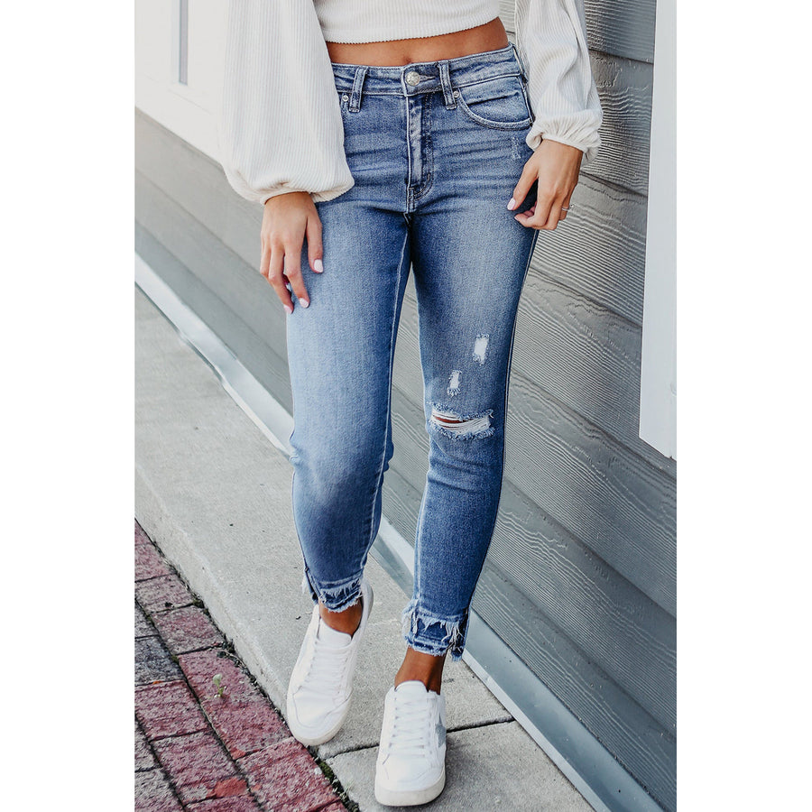 Macie Distressed Frayed Ankle Skinny Jeans Image 1