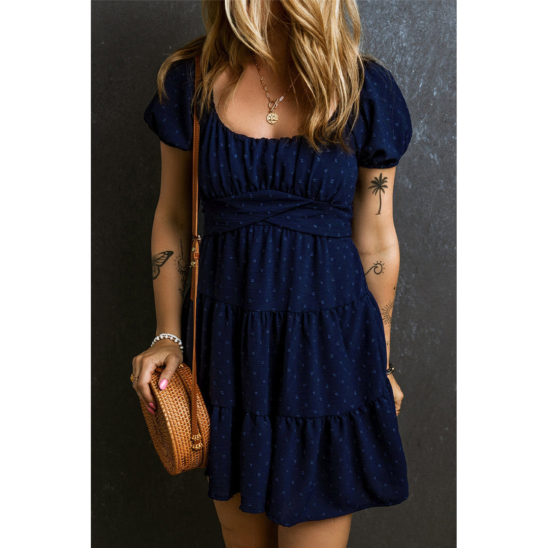 Malaya Swiss Dot Tied Tiered Dress Image 1