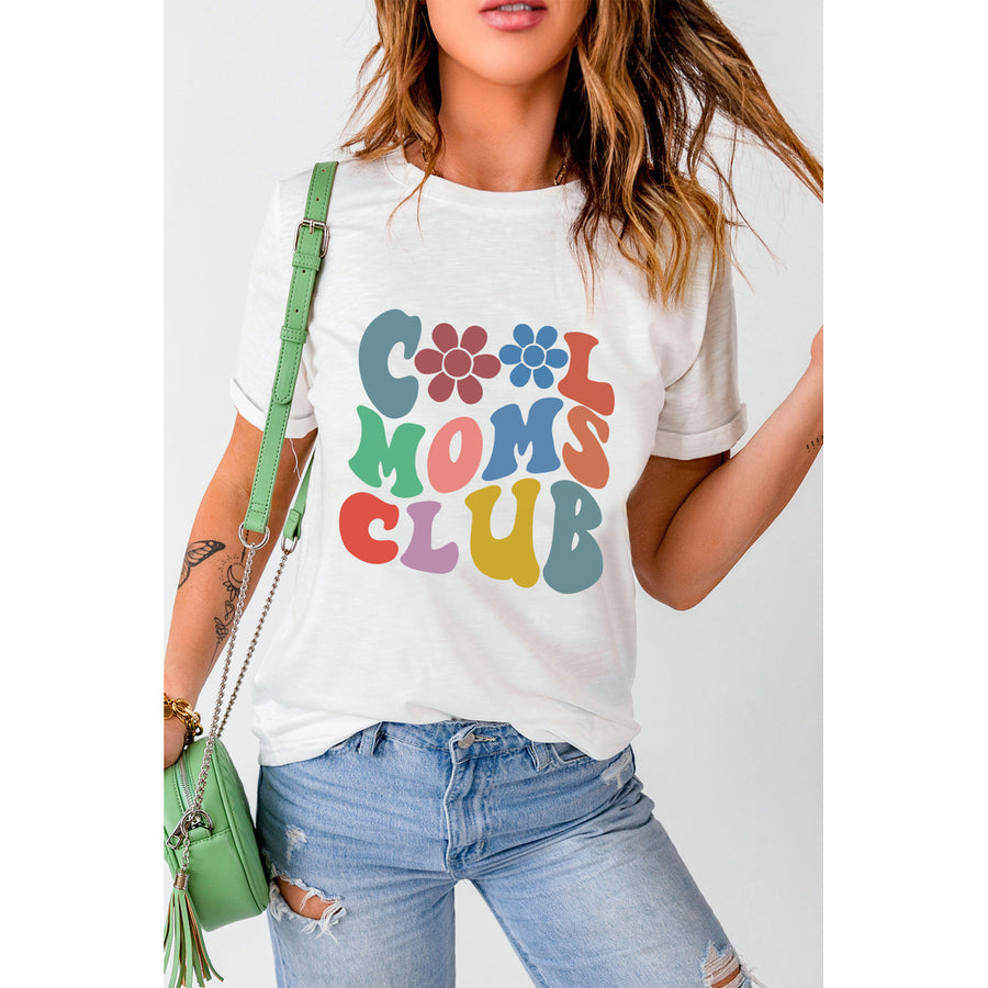 Carter COOL MOMS CLUB Flower Print Crew Neck T Shirt Image 1