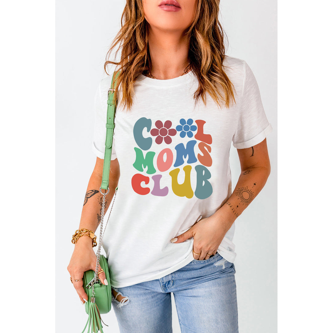 Carter COOL MOMS CLUB Flower Print Crew Neck T Shirt Image 3