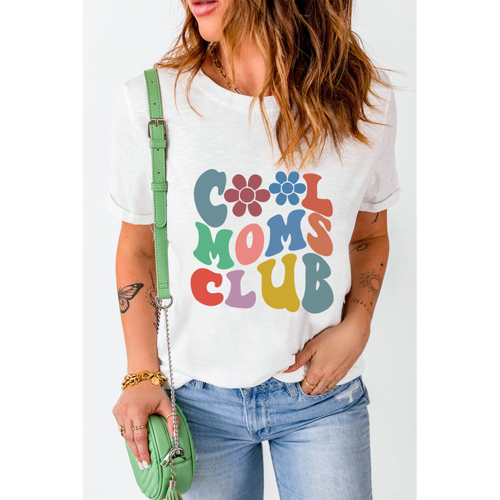 Carter COOL MOMS CLUB Flower Print Crew Neck T Shirt Image 4