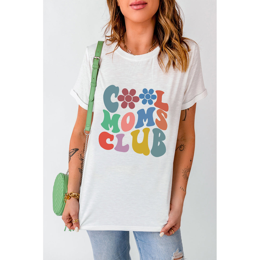 Carter COOL MOMS CLUB Flower Print Crew Neck T Shirt Image 4