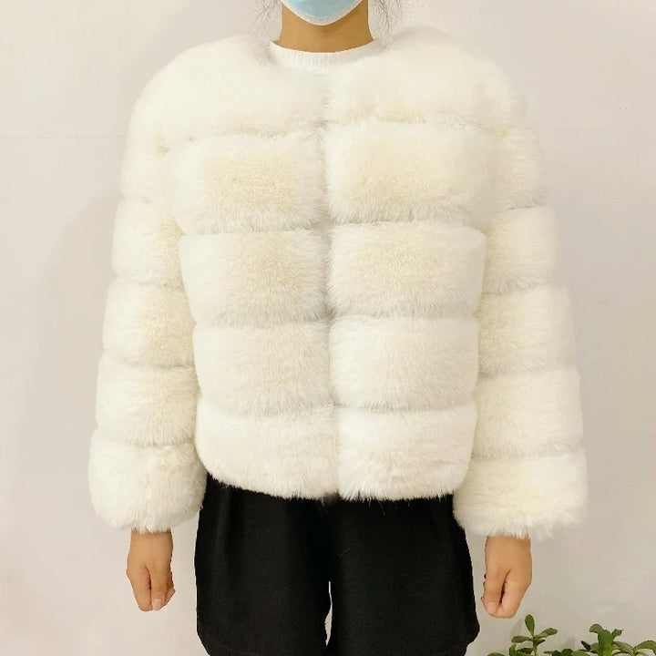 2024 Womens Faux faux Coat - Fluffy Short Faux Fox faux Jacket Image 4