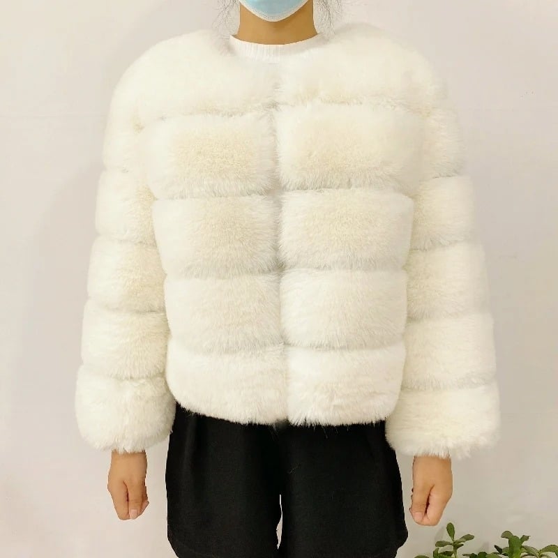 2024 Womens Faux faux Coat - Fluffy Short Faux Fox faux Jacket Image 1