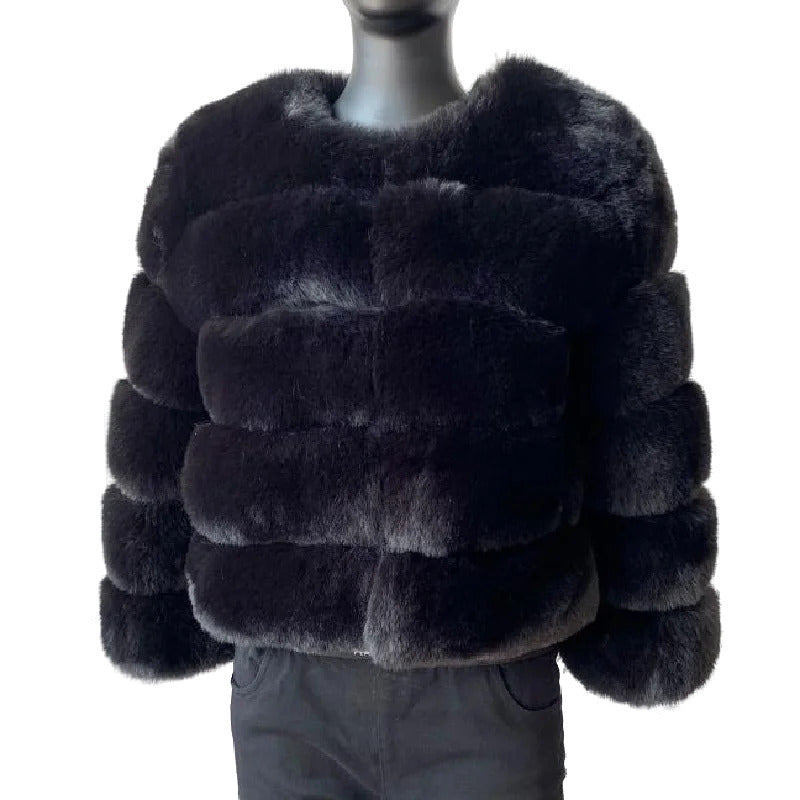 2024 Womens Faux faux Coat - Fluffy Short Faux Fox faux Jacket Image 7