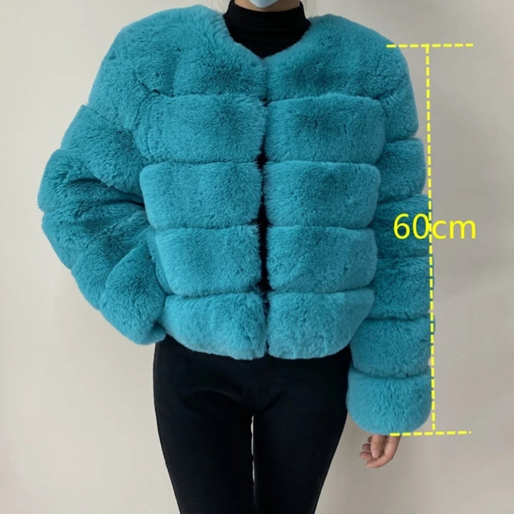 2024 Womens Faux faux Coat - Fluffy Short Faux Fox faux Jacket Image 8