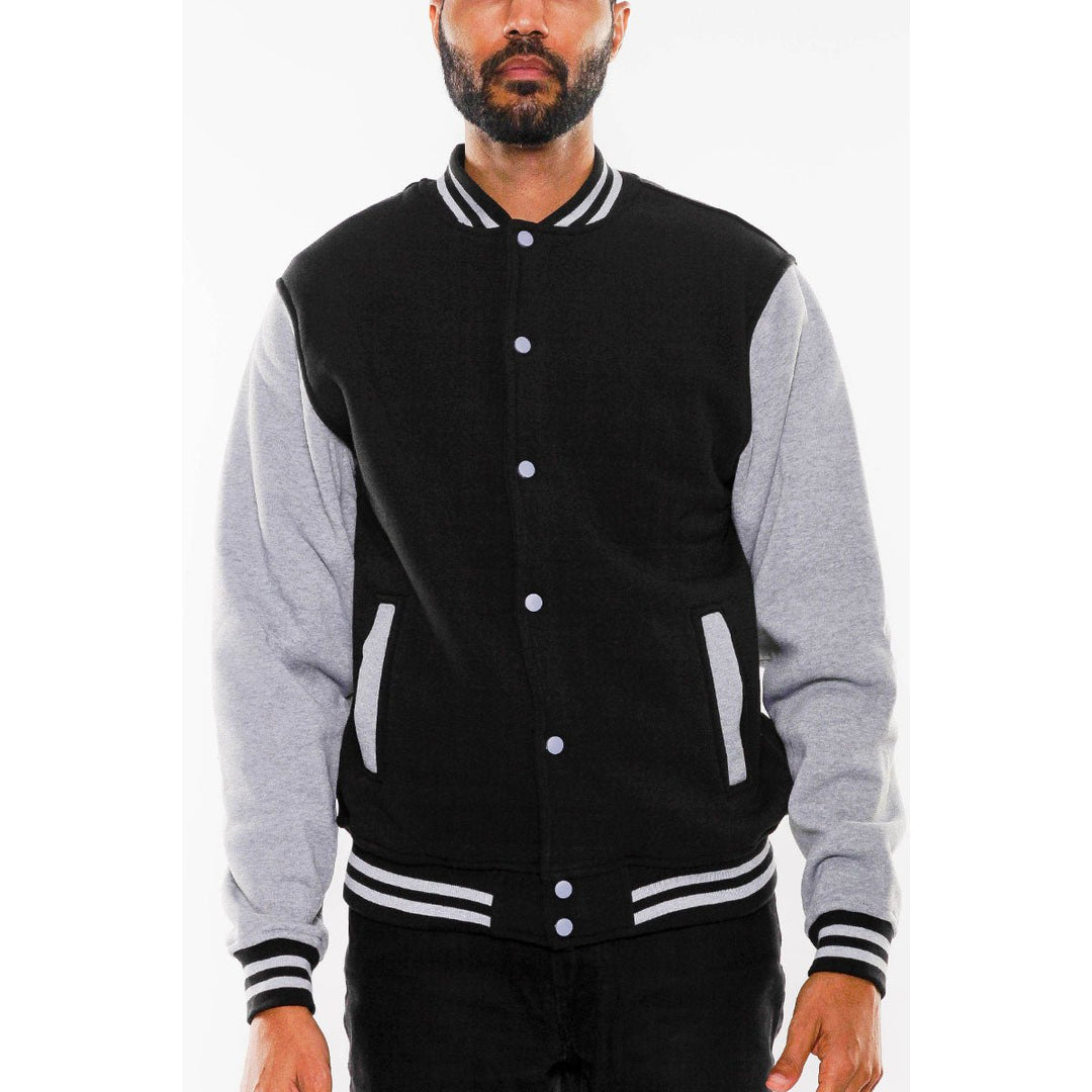 FLEECE VARSITY JACKET Image 1