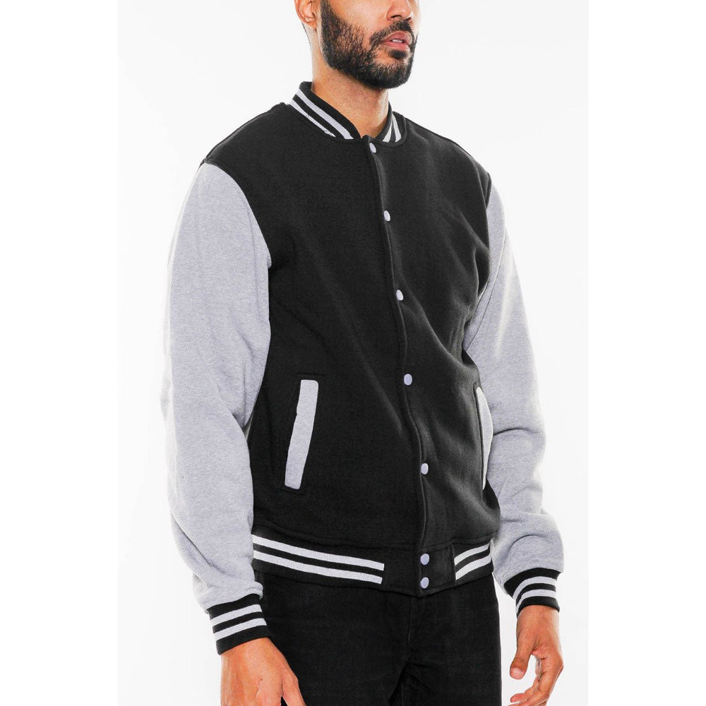 FLEECE VARSITY JACKET Image 2