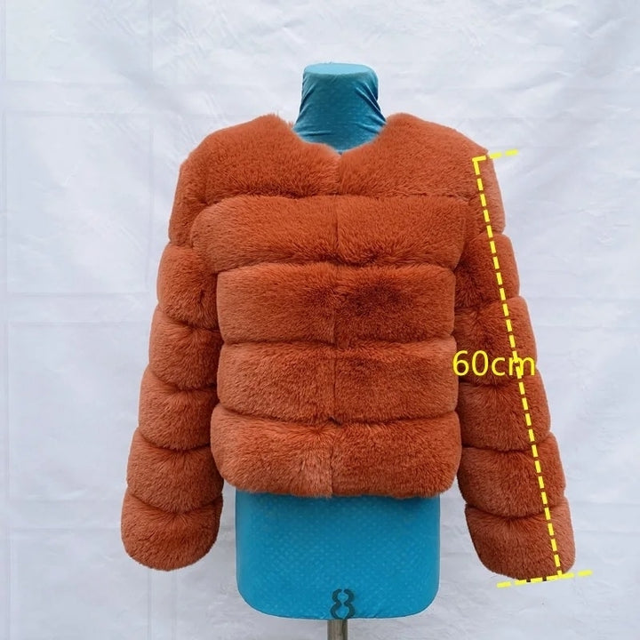 High-Quality Womens Faux Fox faux Coat - Autumn/Winter Fluffy Jacket Image 2