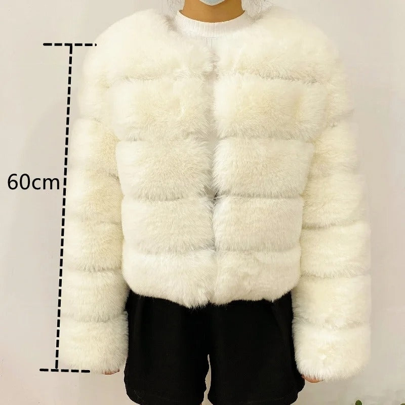 High-Quality Womens Faux Fox faux Coat - Autumn/Winter Fluffy Jacket Image 3