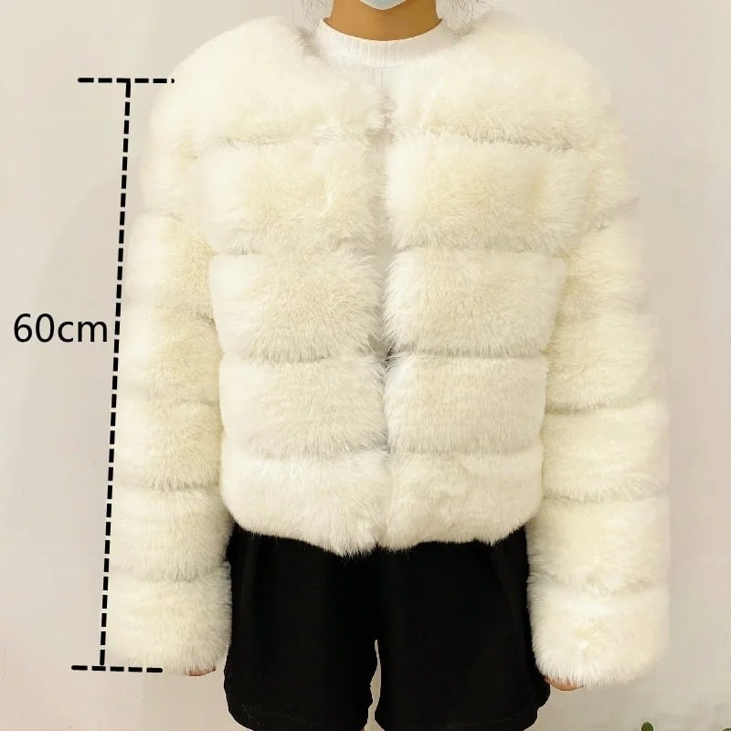 High-Quality Womens Faux Fox faux Coat - Autumn/Winter Fluffy Jacket Image 1