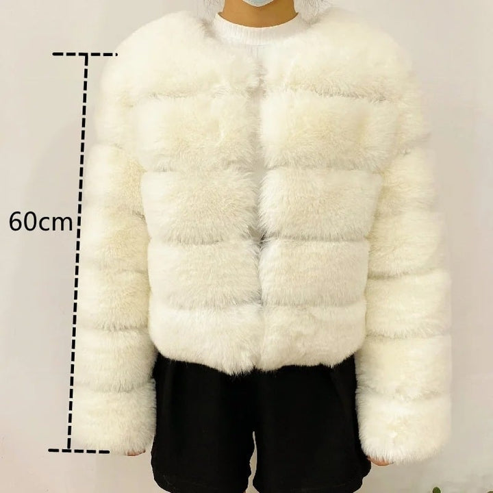 High-Quality Womens Faux Fox faux Coat - Autumn/Winter Fluffy Jacket Image 1