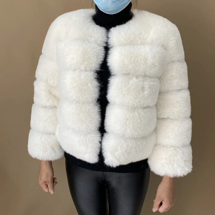 High-Quality Womens Faux Fox faux Coat - Autumn/Winter Fluffy Jacket Image 6