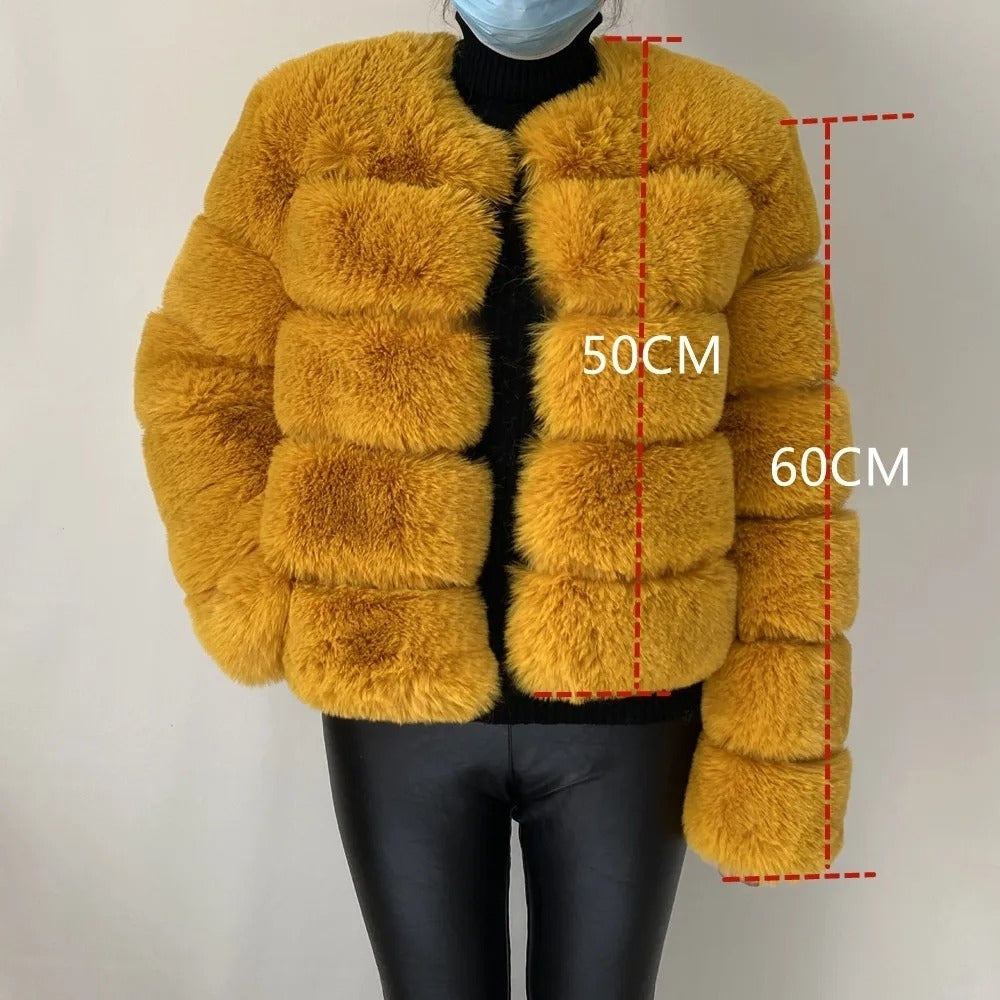 High-Quality Womens Faux Fox faux Coat - Autumn/Winter Fluffy Jacket Image 7