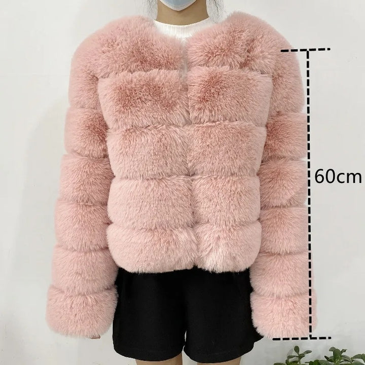 High-Quality Womens Faux Fox faux Coat - Autumn/Winter Fluffy Jacket Image 8