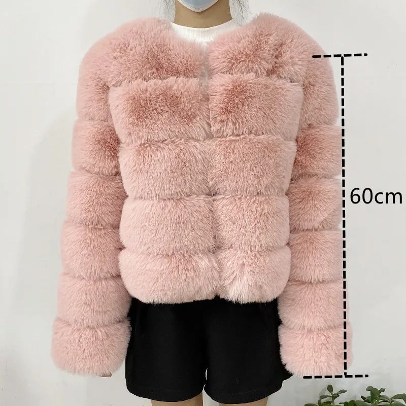 High-Quality Womens Faux Fox faux Coat - Autumn/Winter Fluffy Jacket Image 1