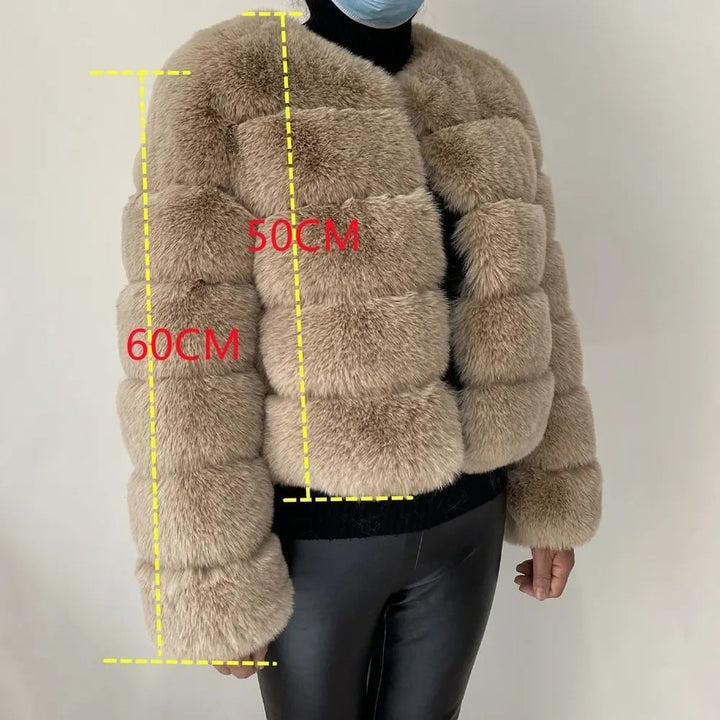 High-Quality Womens Faux Fox faux Coat - Autumn/Winter Fluffy Jacket Image 1