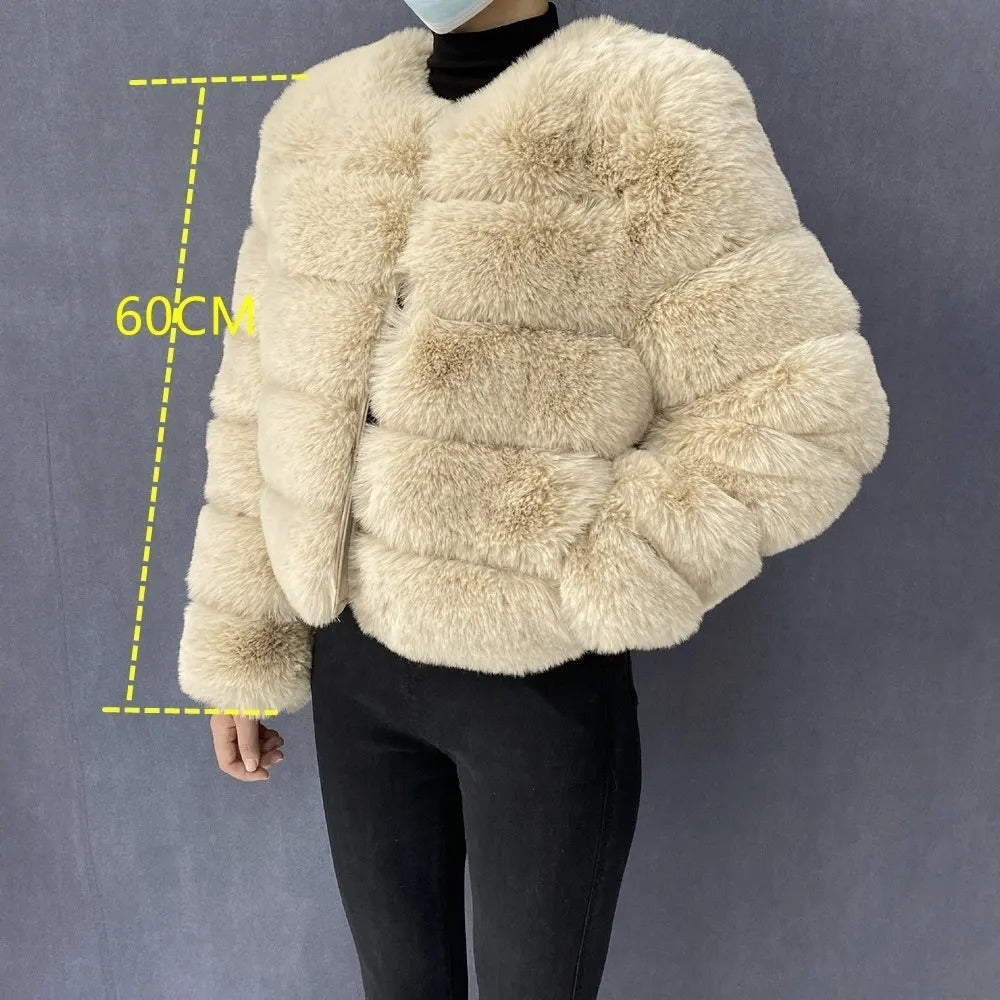 High-Quality Womens Faux Fox faux Coat - Autumn/Winter Fluffy Jacket Image 10