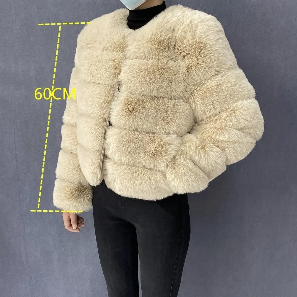 High-Quality Womens Faux Fox faux Coat - Autumn/Winter Fluffy Jacket Image 1