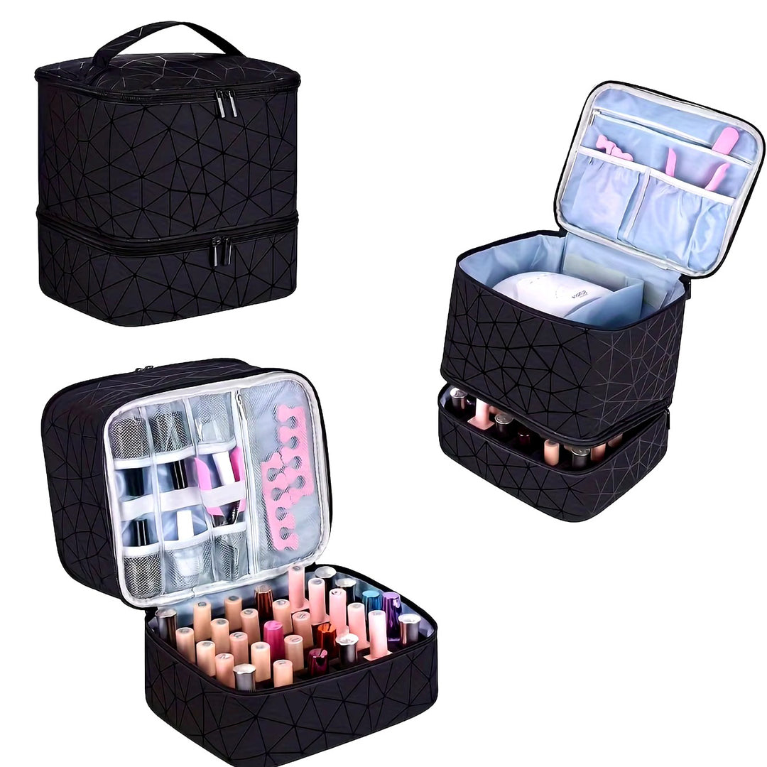 Womens Portable Double-Layer Nail Polish and Essential Oil Storage Bag Image 2