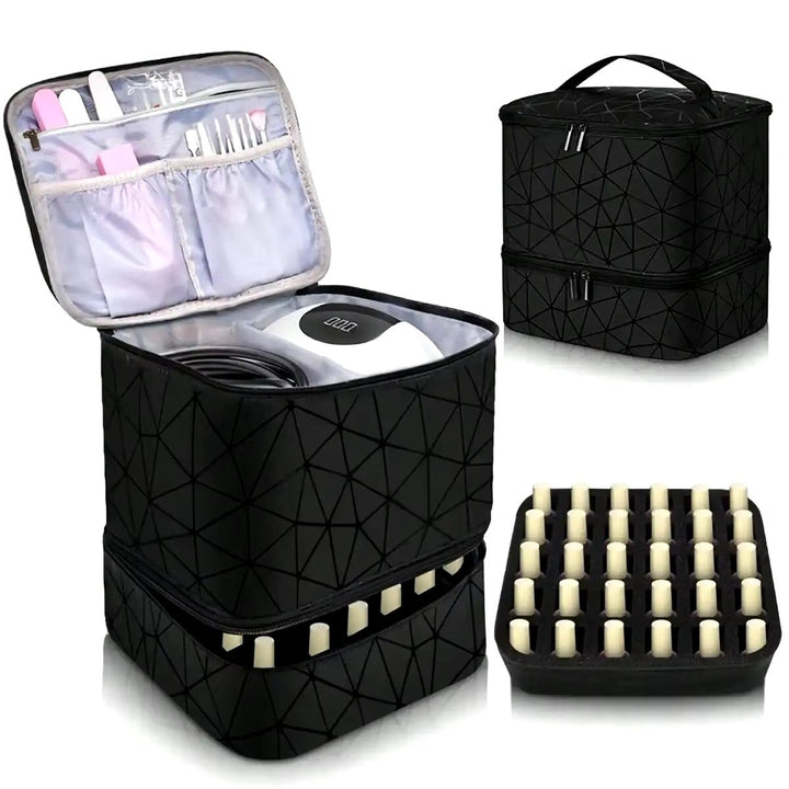 Womens Portable Double-Layer Nail Polish and Essential Oil Storage Bag Image 1