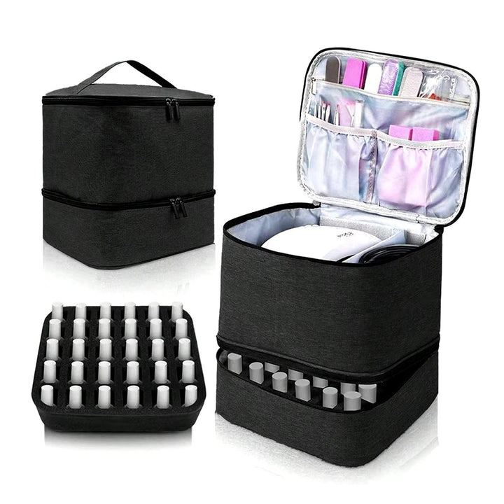 Womens Portable Double-Layer Nail Polish and Essential Oil Storage Bag Image 6