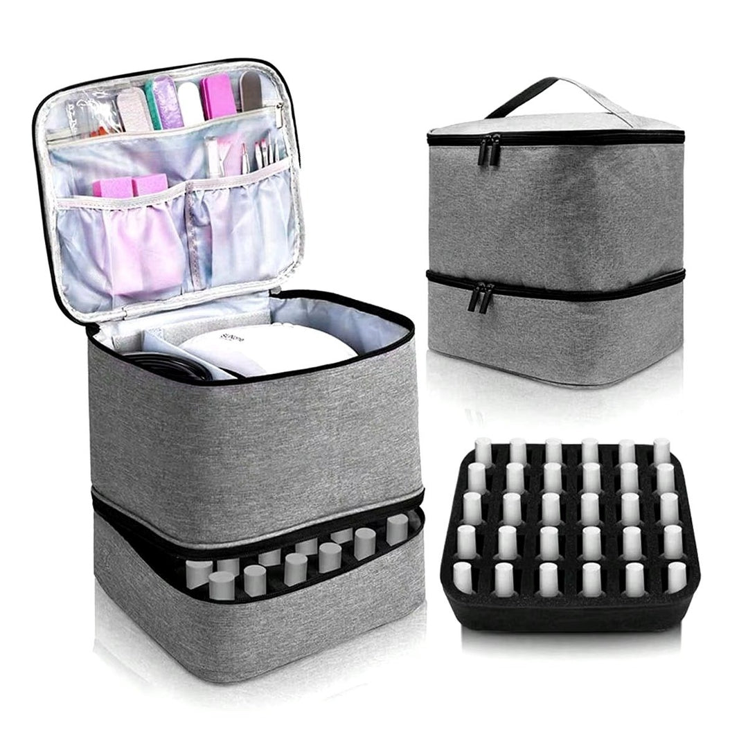 Womens Portable Double-Layer Nail Polish and Essential Oil Storage Bag Image 9