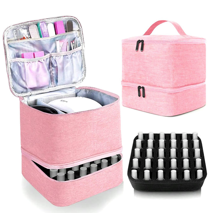 Womens Portable Double-Layer Nail Polish and Essential Oil Storage Bag Image 11