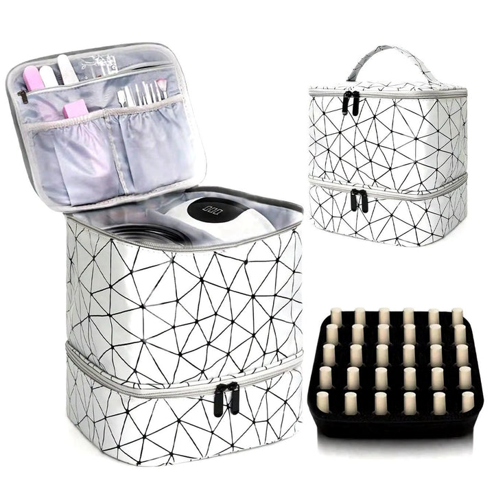 Womens Portable Double-Layer Nail Polish and Essential Oil Storage Bag Image 12