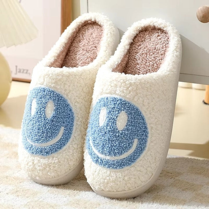 Cute Smiling Face Furry Cotton Slippers - Thick Sole Anti-Slip Home Use Image 7