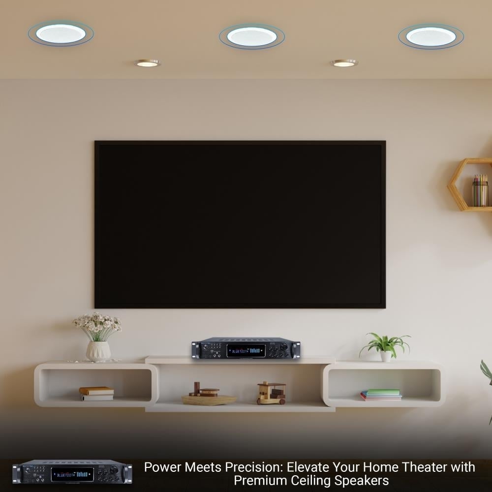 Home Stereo System - 7.2 Ch 2500W Bluetooth Amplifier w/ 4x 8" Framed Ceiling Speakers 200ft Wire and Remote Ideal for Image 9