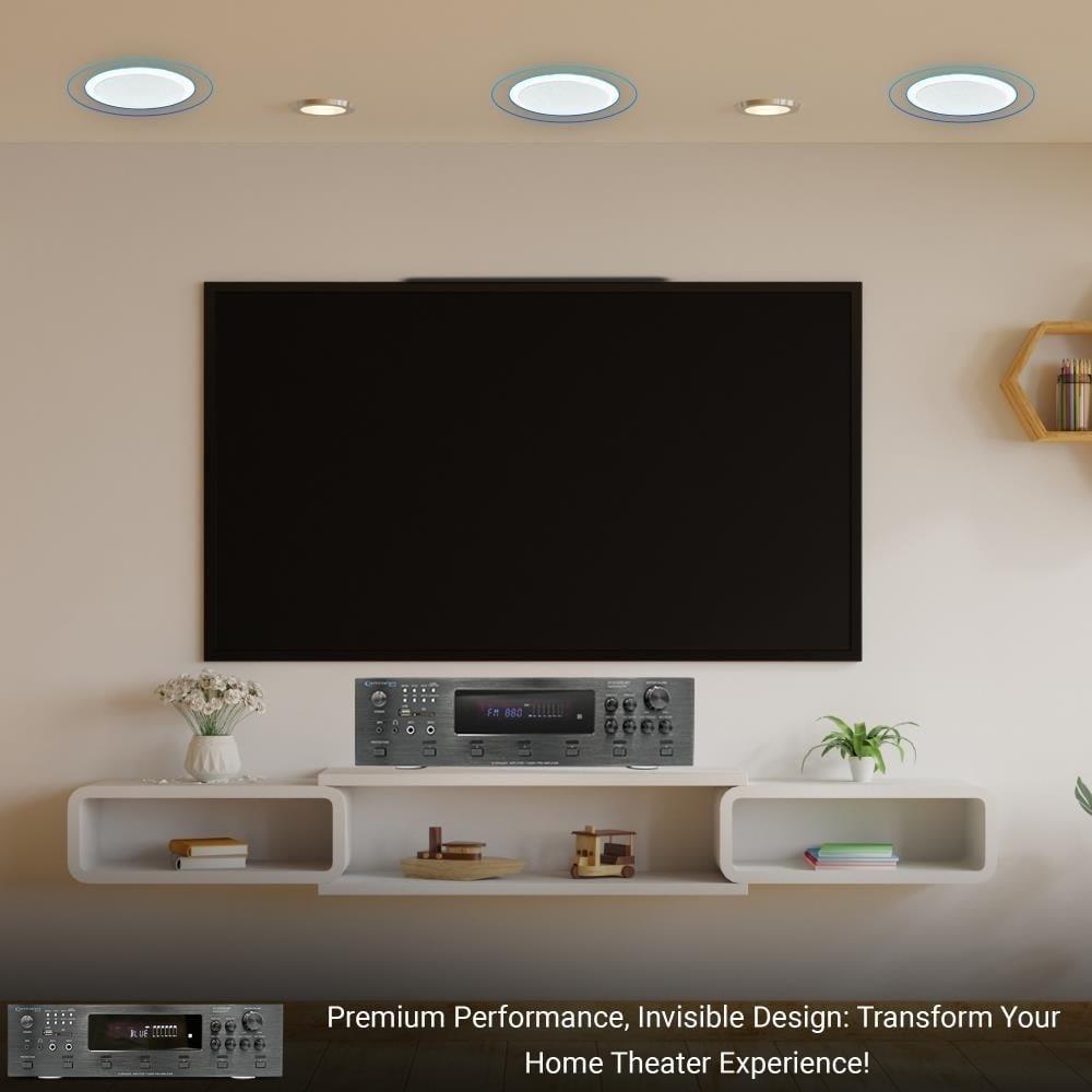 Home Theater System - 6 Ch 6000W Bluetooth Amplifier w/ 8x 8" Framed Ceiling Speakers 500ft Wire and Remote Ideal for Image 9