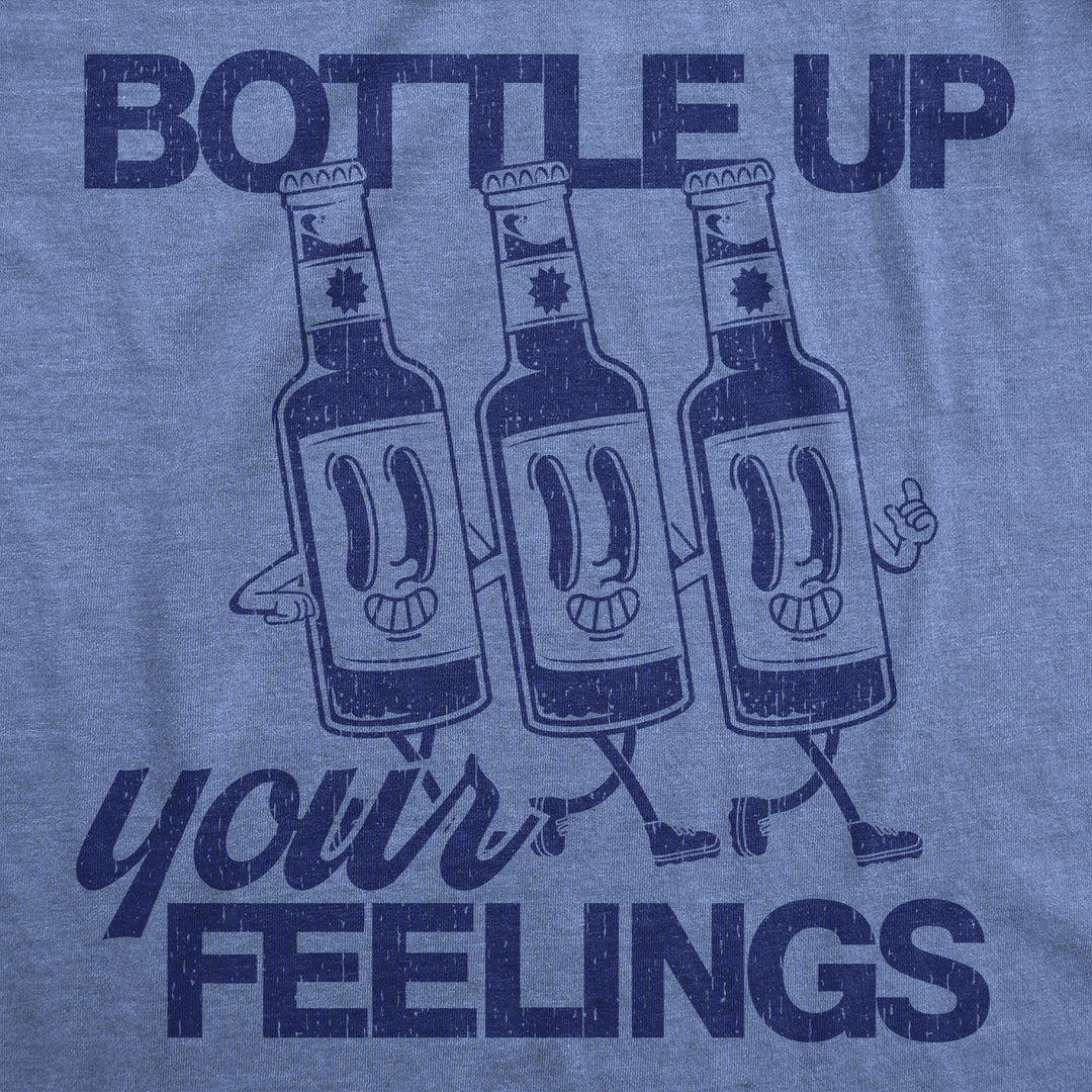 Mens Funny T Shirts Bottle Up Your Feelings Sarcastic Drinking Novelty Tee For Men Image 2