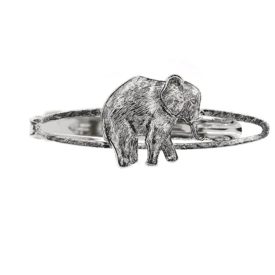 Mens Tie Clip Silver Elephant Tie Bar Clip Image 1