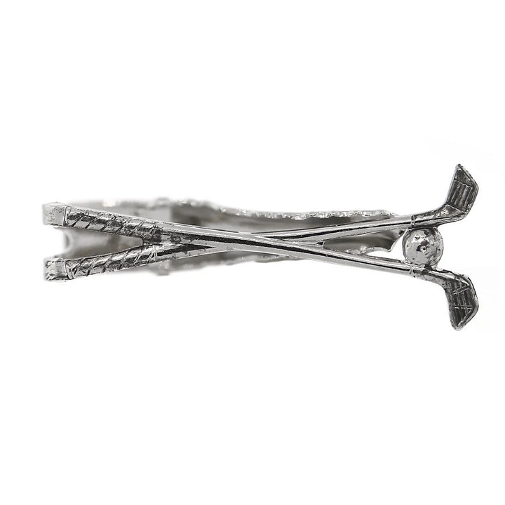 Mens Tie Clip Silver Golf Clubs and Ball Tie Bar Clip Image 1