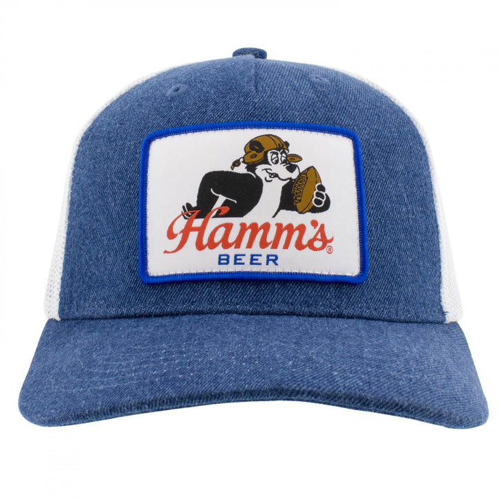 Hamms Beer Football Denim Trucker Hat Image 2