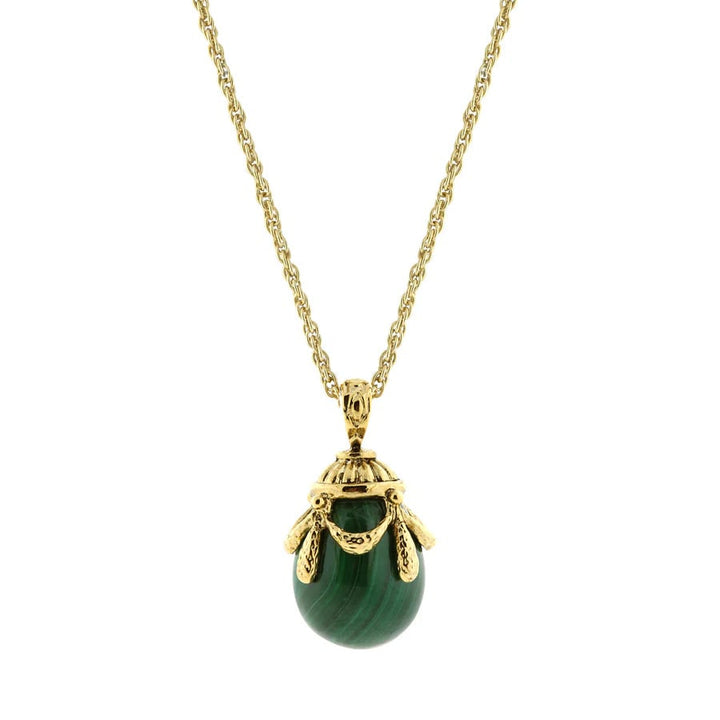 Womens Necklace Green Jade Gemstone Egg Pendant Necklace 30" Image 1