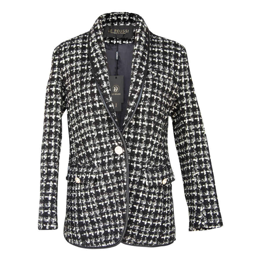 Black and White Tweed Checkers Blazer Image 1