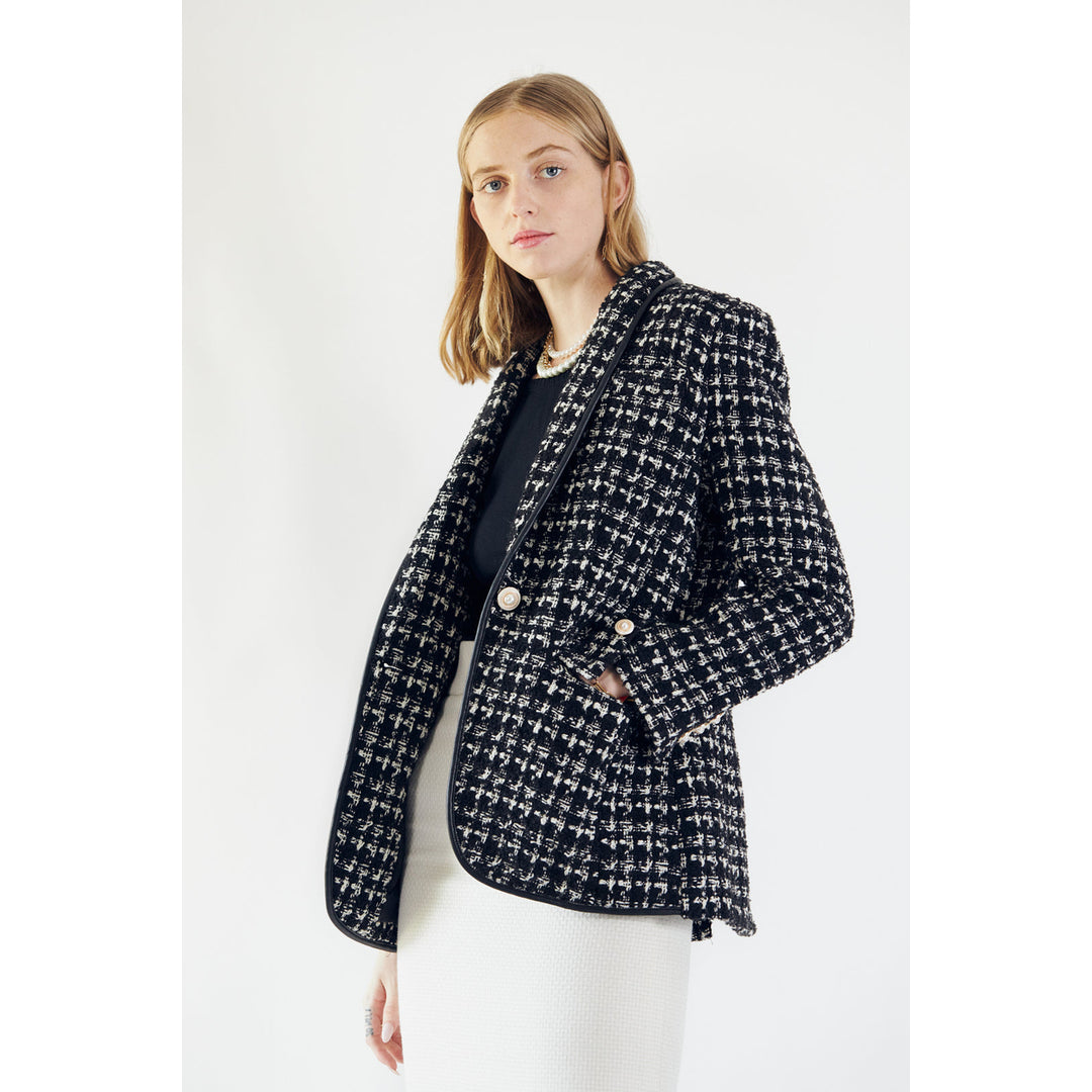 Black and White Tweed Checkers Blazer Image 4