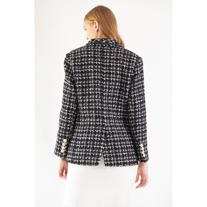 Black and White Tweed Checkers Blazer Image 6