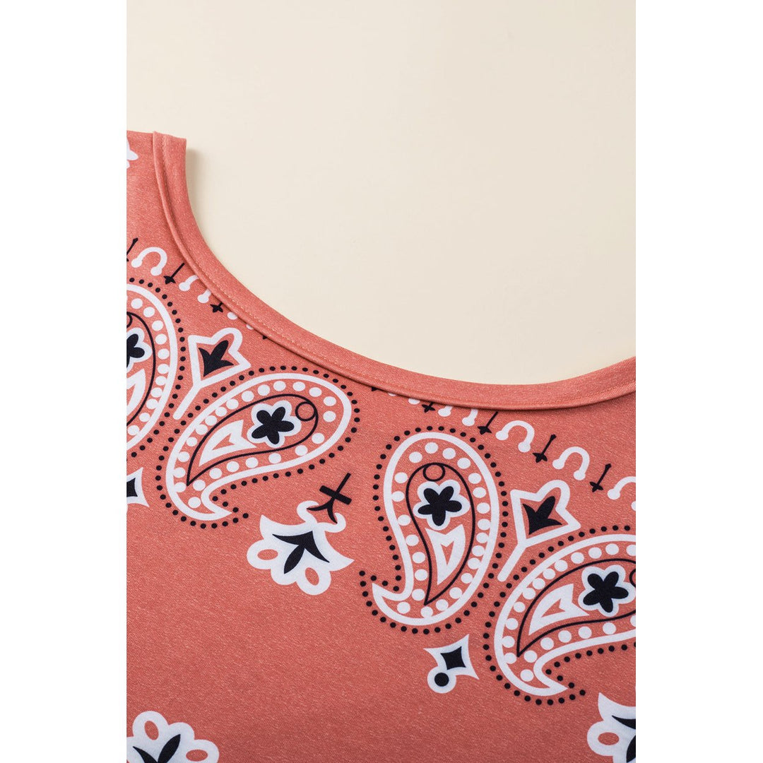 Scout Paisley Side Slits Crew Neck T Shirt Image 7