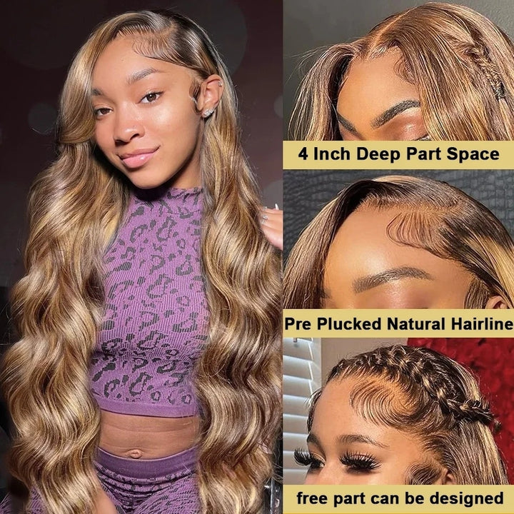 13x6 HD Lace Frontal Honey Blonde Body Wave Wig - 30-inch Human Hair Image 2