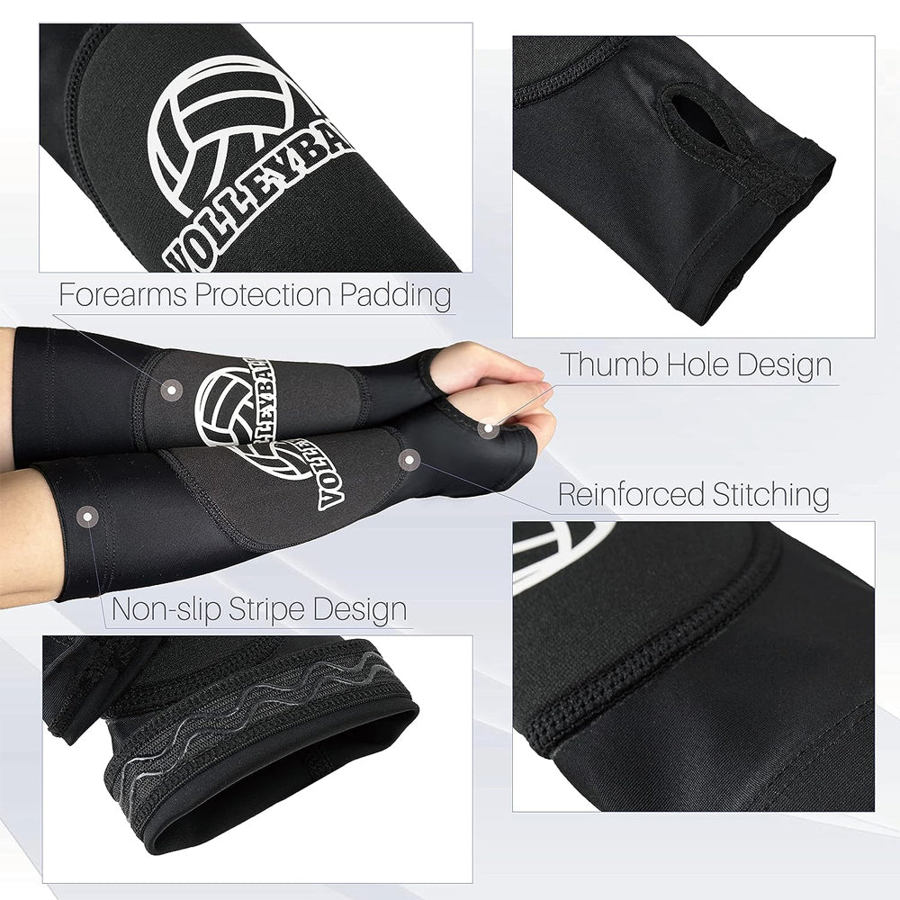 Kids/Adults Volleyball Arm Sleeves Passing Hitting Forearm Sleeves with Protection Pads and Thumb Hole Padded Volleyball Image 7