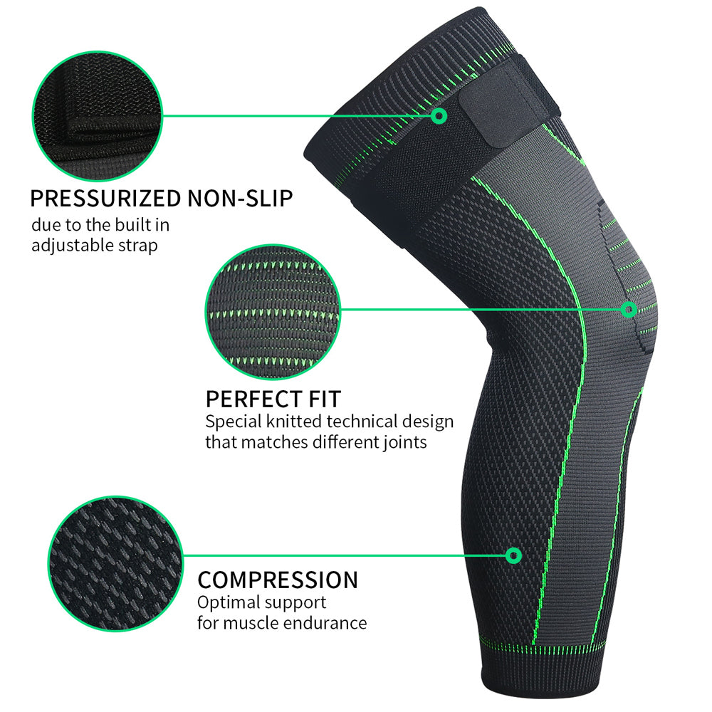 1/2Pcs Full Leg Compression Sleeve with Compression Strap for Women Men Long Leg Sleeve for Running Basketball Football Image 2